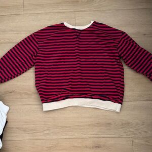 Red and Navy Striped Sweater
